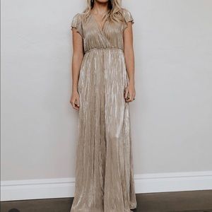 (Baltic Born) Athena Pleated Maxi Dress in Gold